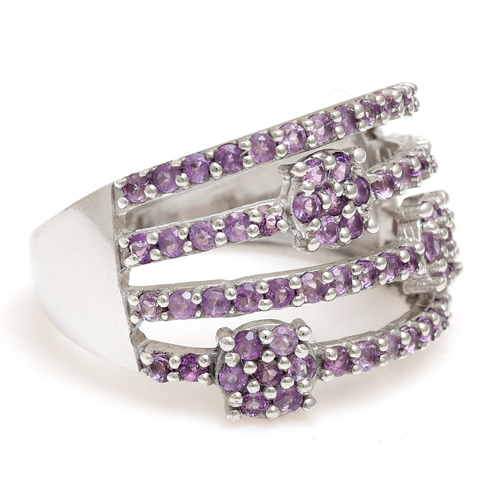 Silberring mit brasilianischem Amethyst