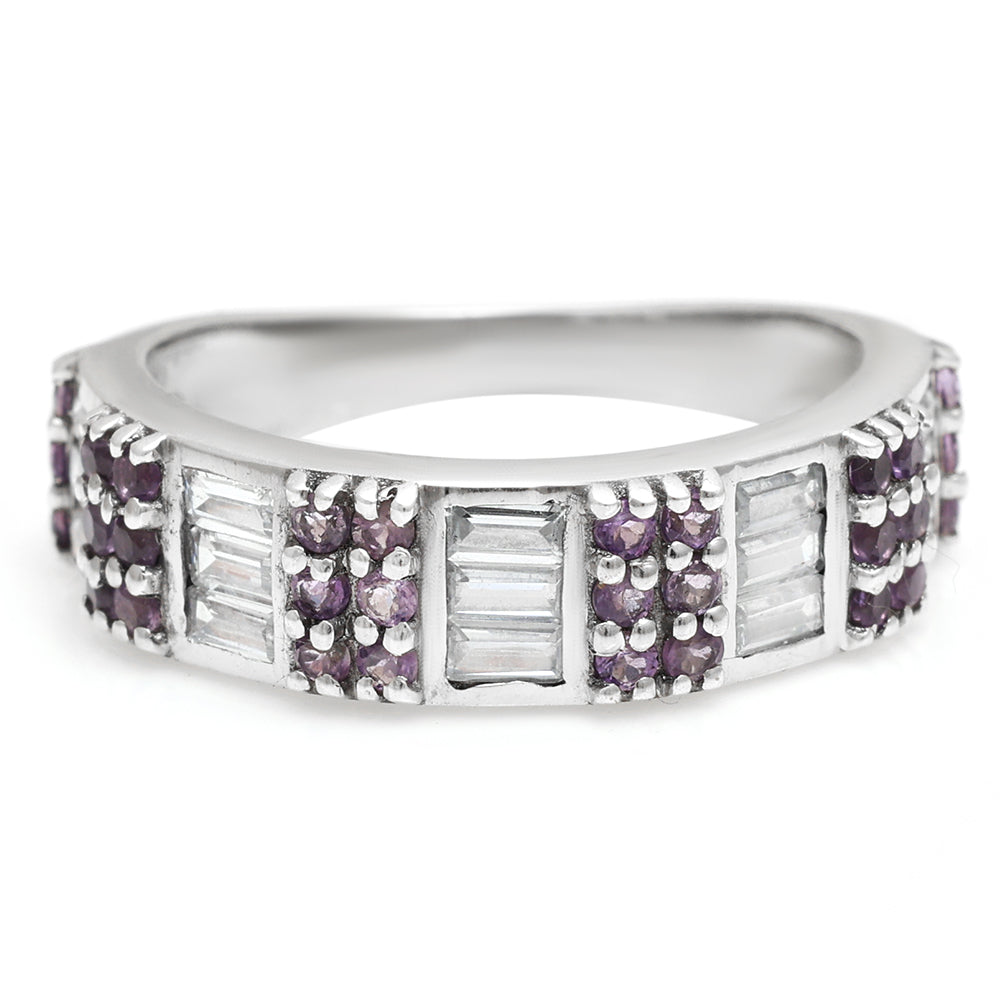Silberring mit brasilianischem Amethyst und weißem Topas 5 