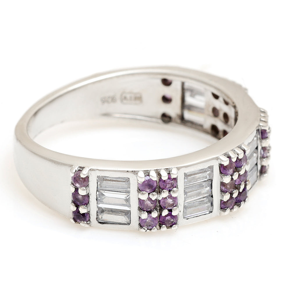 Silberring mit brasilianischem Amethyst und weißem Topas 6 