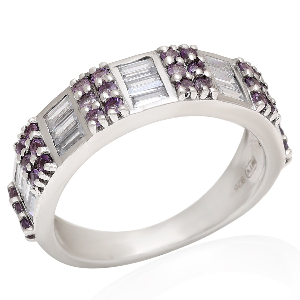 Silberring mit brasilianischem Amethyst und weißem Topas 7 