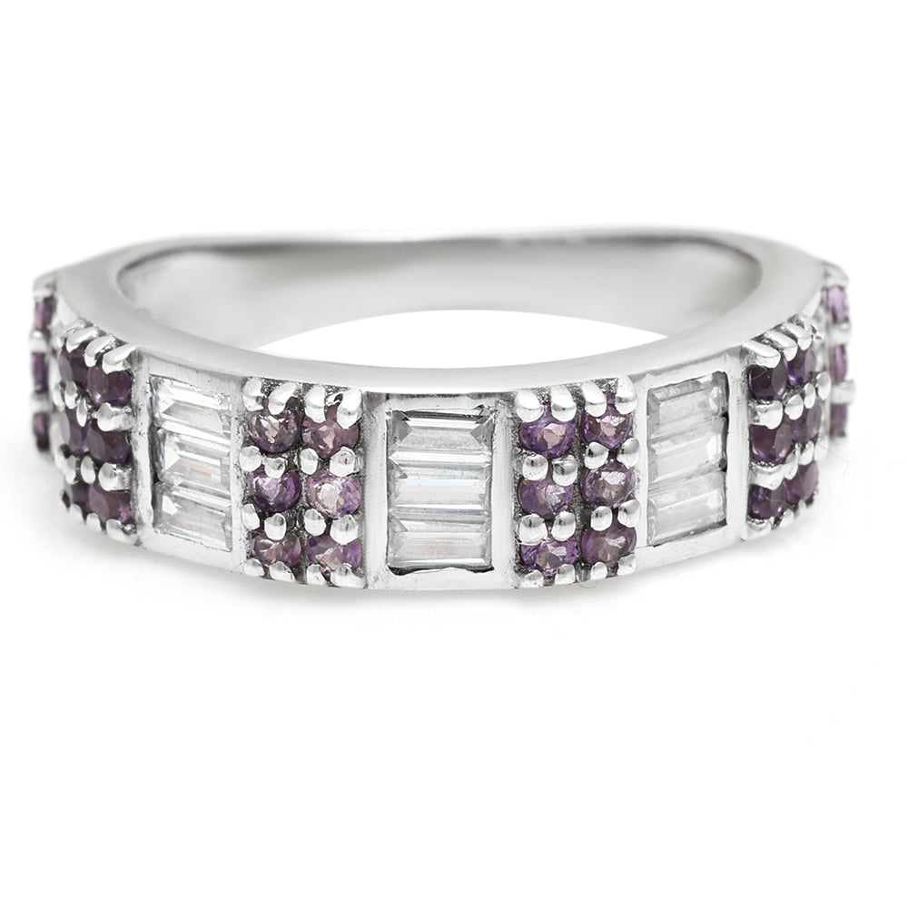 Silberring mit brasilianischem Amethyst und weißem Topas