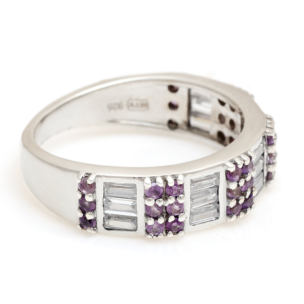 Silberring mit brasilianischem Amethyst und weißem Topas 3 