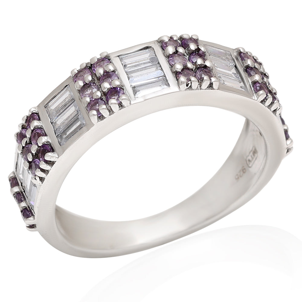 Silberring mit brasilianischem Amethyst und weißem Topas 4 