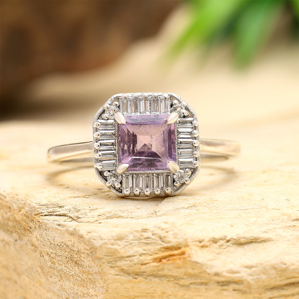 Silberring mit brasilianischem Amethyst und weißem Topas