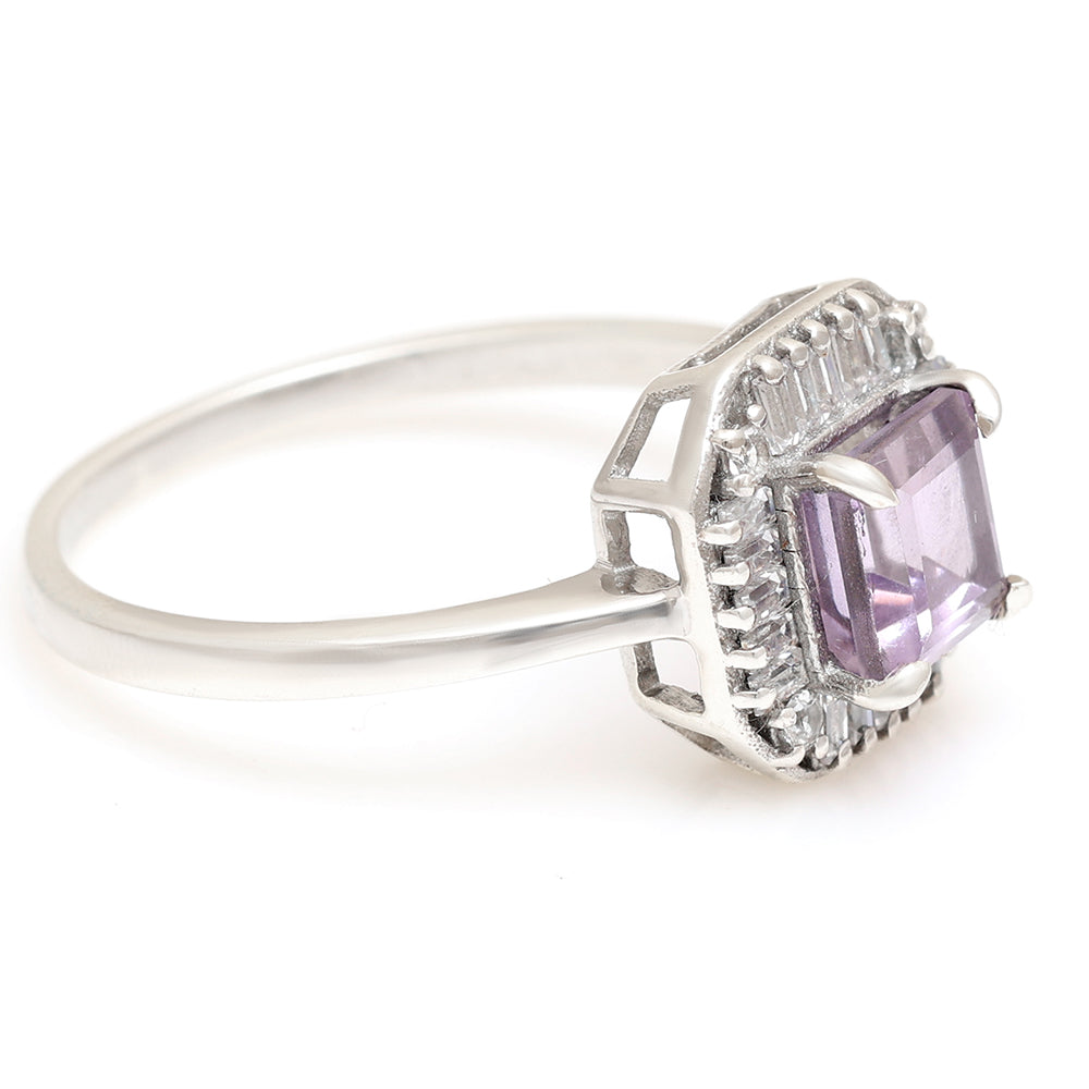 Silberring mit brasilianischem Amethyst und weißem Topas 6 