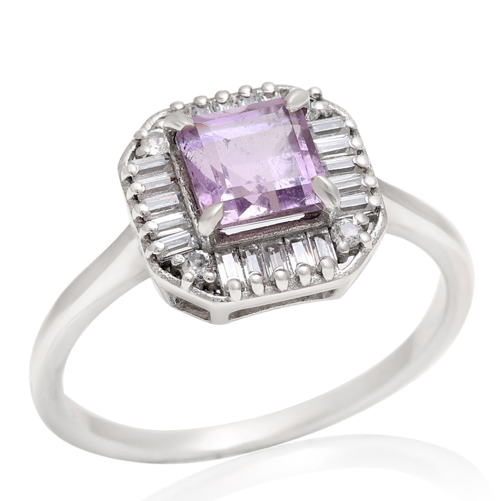 Silberring mit brasilianischem Amethyst und weißem Topas 7 