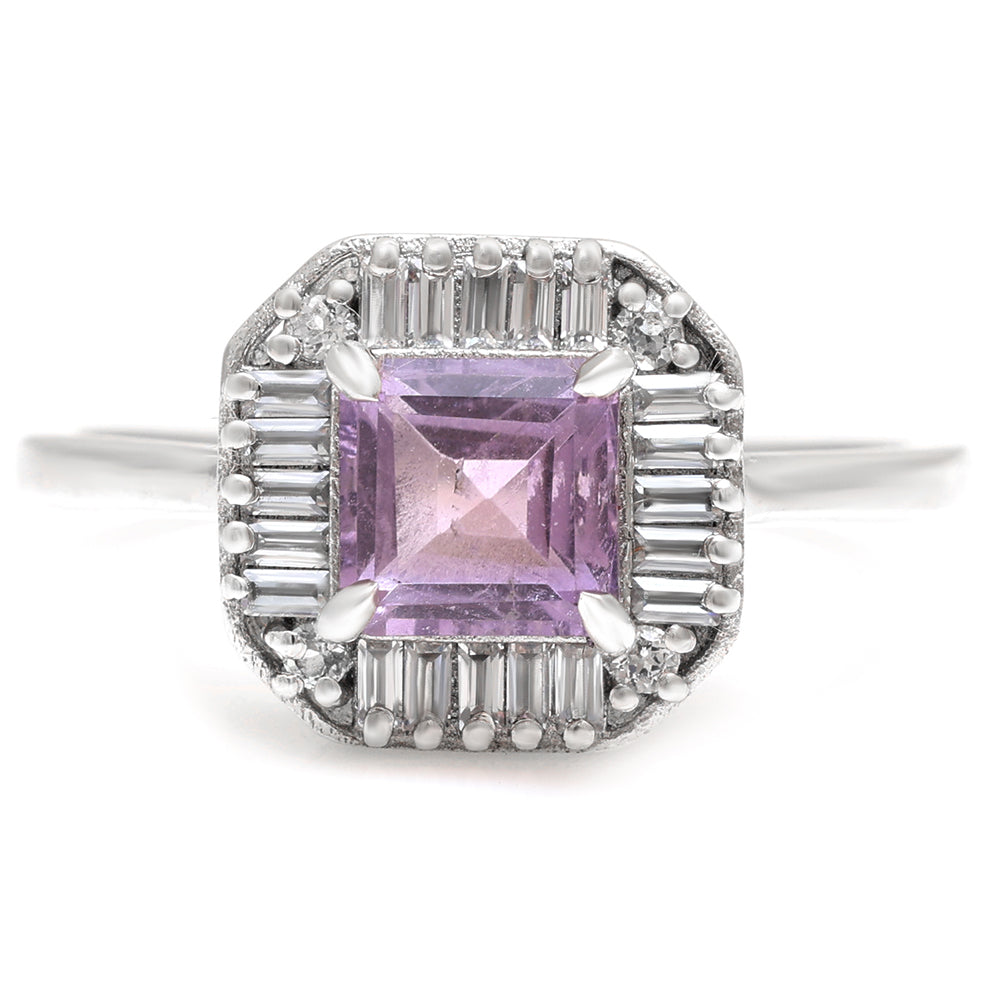 Silberring mit brasilianischem Amethyst und weißem Topas 1 