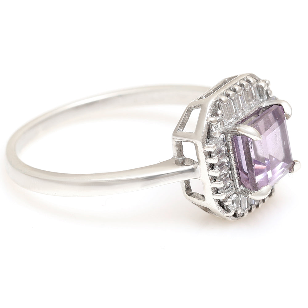 Silberring mit brasilianischem Amethyst und weißem Topas 3 
