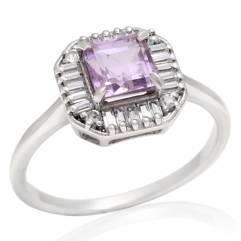 Silberring mit brasilianischem Amethyst und weißem Topas 4 