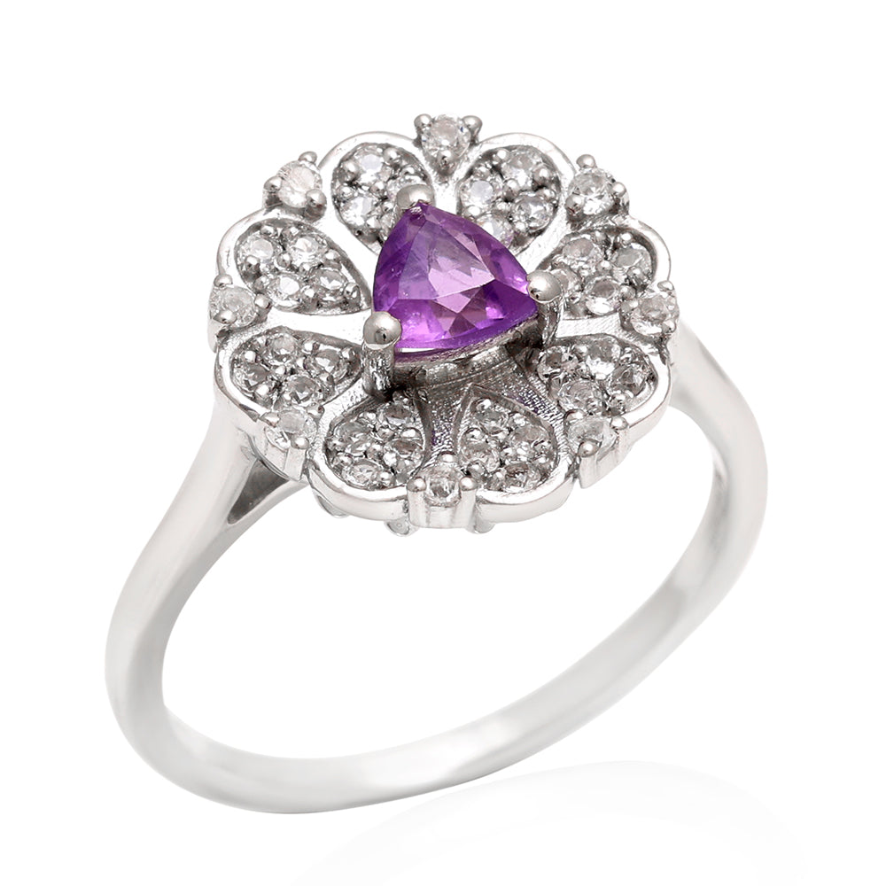 Silberring mit brasilianischem Amethyst und weißem Topas 6 