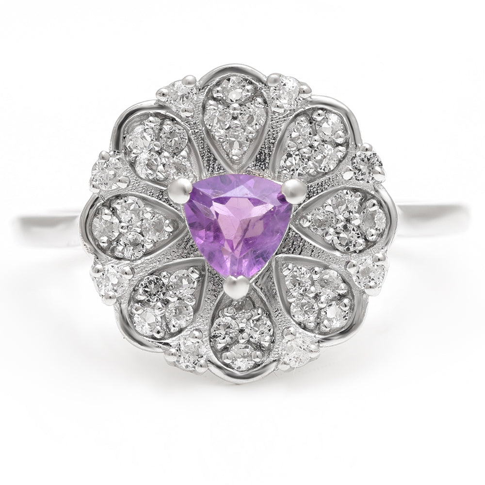 Silberring mit brasilianischem Amethyst und weißem Topas