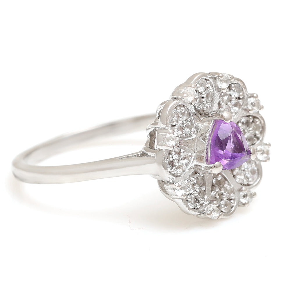 Silberring mit brasilianischem Amethyst und weißem Topas 4 
