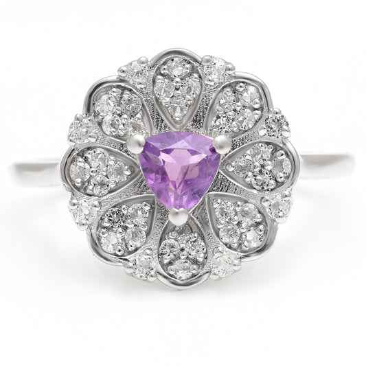 Silberring mit brasilianischem Amethyst und weißem Topas