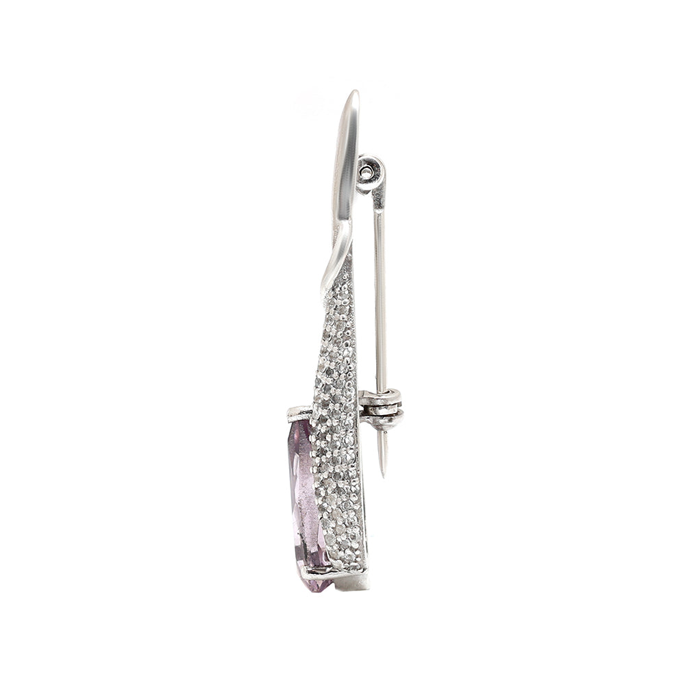 Silberbrosche mit brasilianischem Amethyst und weißem Topas