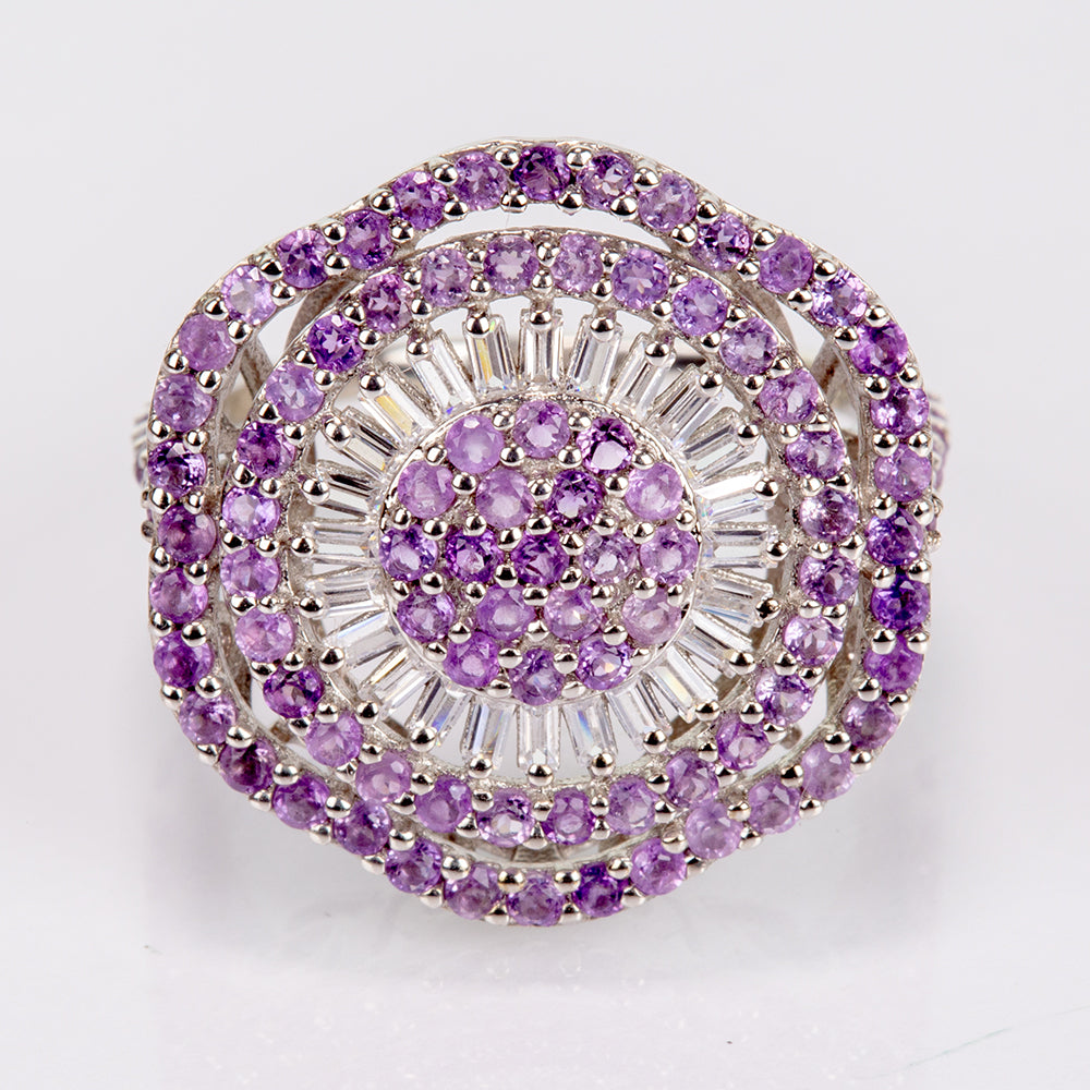 Silberring mit brasilianischem Amethyst und weißem Topas 1 