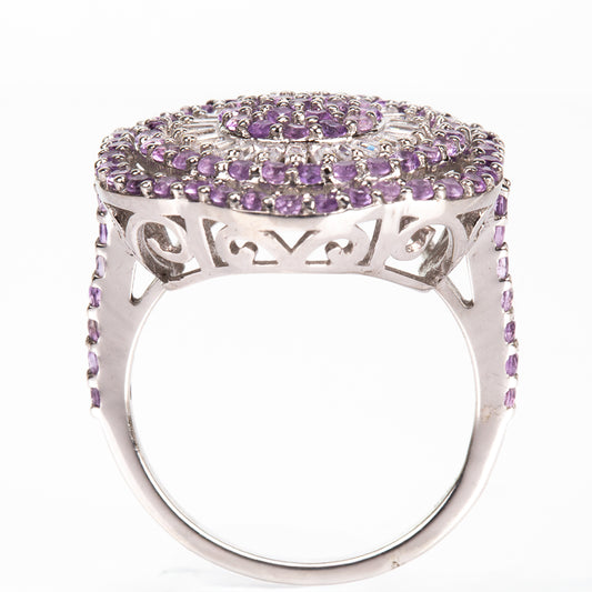 Silberring mit brasilianischem Amethyst und weißem Topas