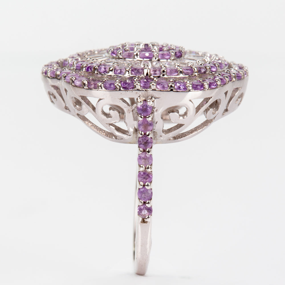 Silberring mit brasilianischem Amethyst und weißem Topas