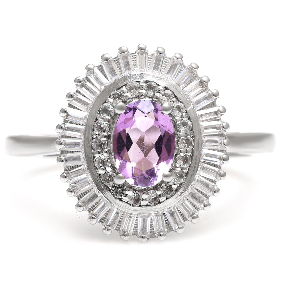 Silberring mit brasilianischem Amethyst und weißem Topas