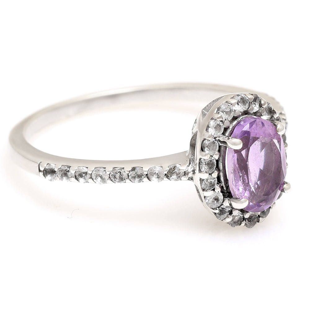 Silberring mit brasilianischem Amethyst und weißem Topas 8 