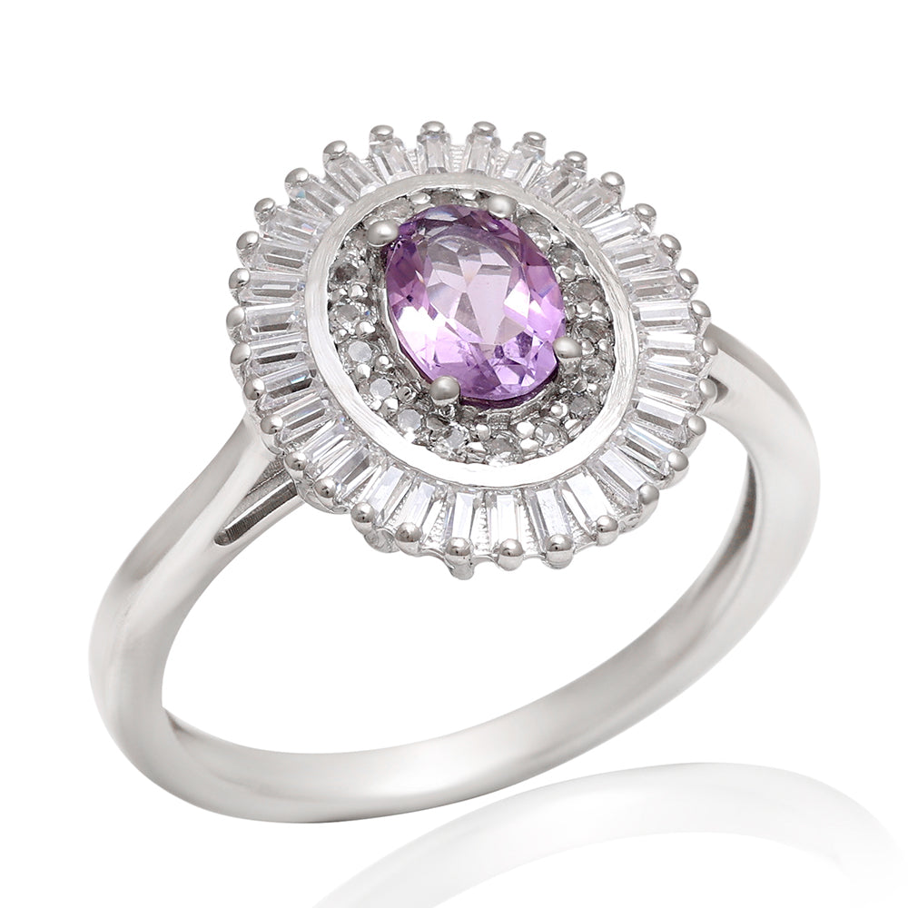 Silberring mit brasilianischem Amethyst und weißem Topas