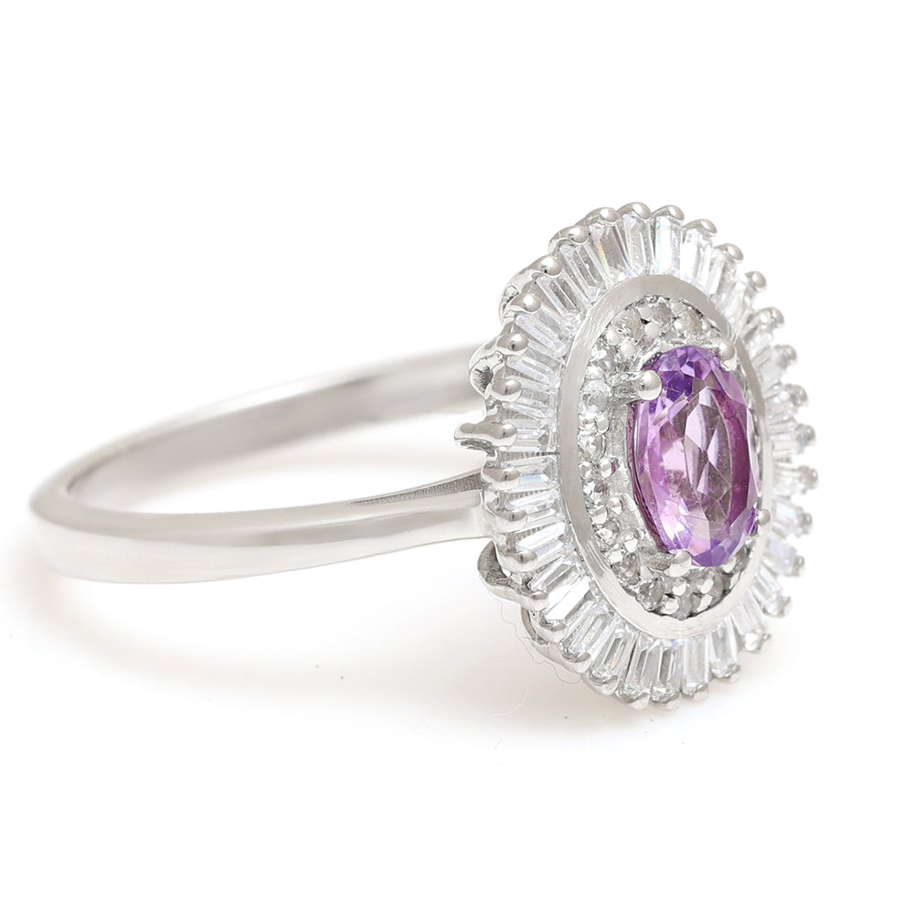 Silberring mit brasilianischem Amethyst und weißem Topas