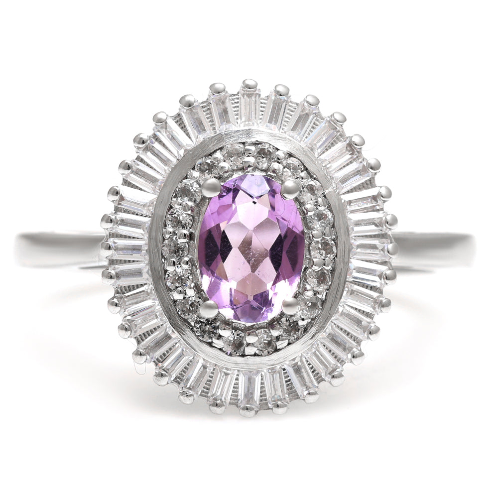 Silberring mit brasilianischem Amethyst und weißem Topas 1 