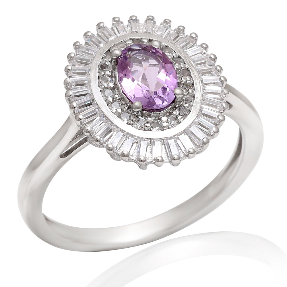 Silberring mit brasilianischem Amethyst und weißem Topas 3 