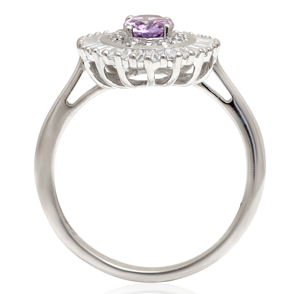 Silberring mit brasilianischem Amethyst und weißem Topas 5 