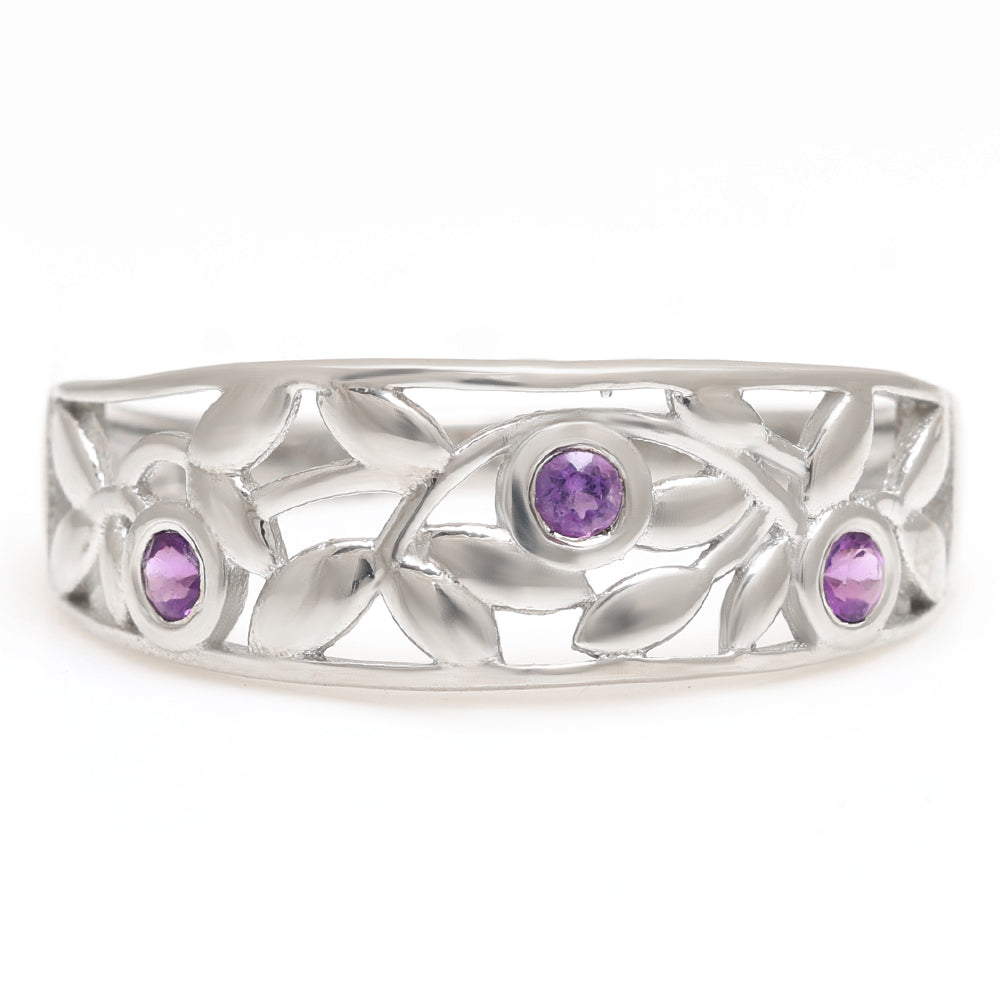 Silberring mit brasilianischem Amethyst