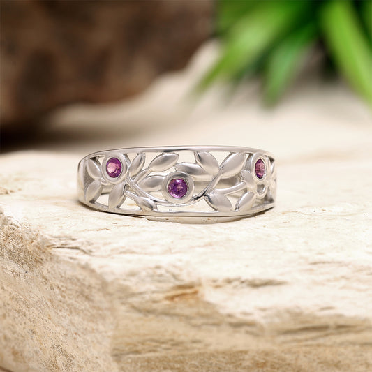Silberring mit brasilianischem Amethyst