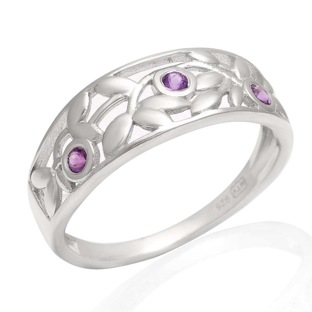 Silberring mit brasilianischem Amethyst