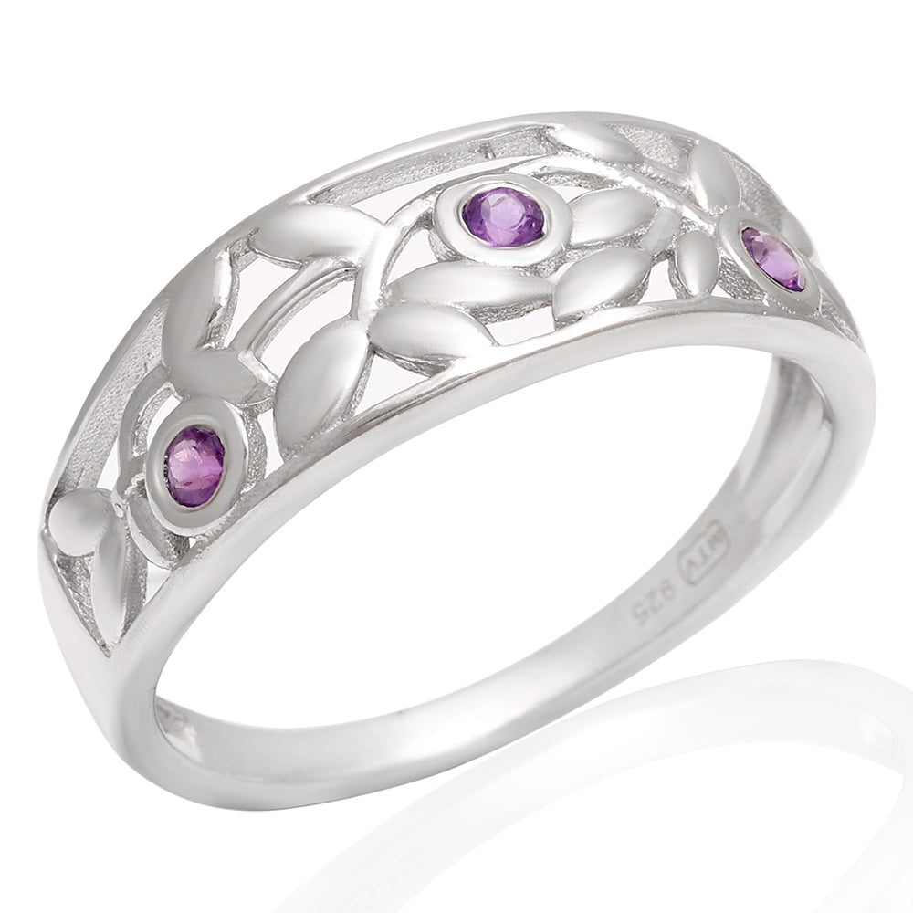 Silberring mit brasilianischem Amethyst 3 