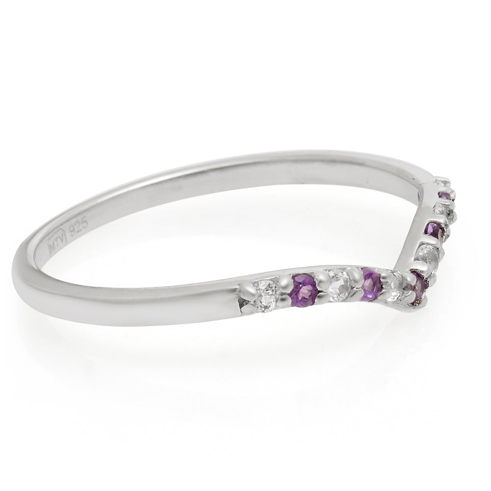 Silberring mit brasilianischem Amethyst und weißem Topas