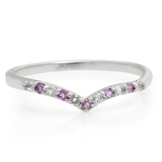 Silberring mit brasilianischem Amethyst und weißem Topas