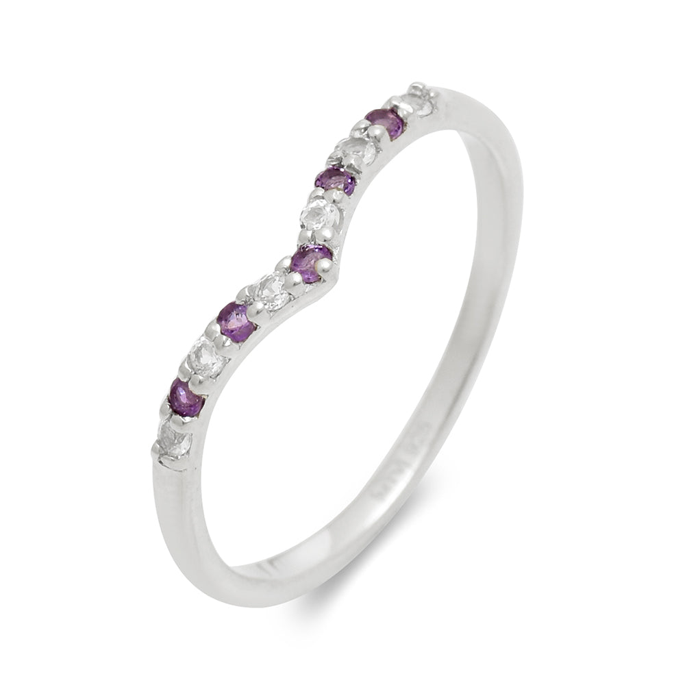 Silberring mit brasilianischem Amethyst und weißem Topas