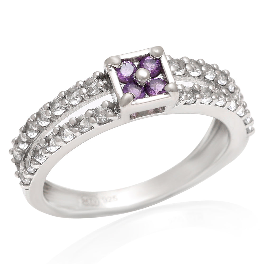 Silberring mit brasilianischem Amethyst und weißem Topas 3 