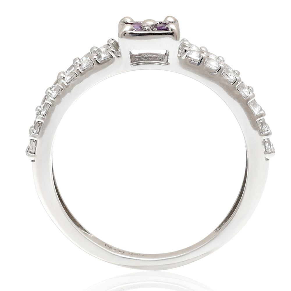 Silberring mit brasilianischem Amethyst und weißem Topas 5 