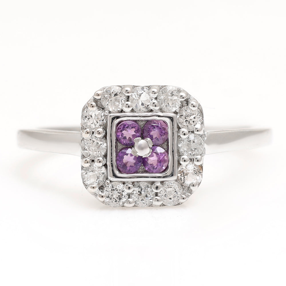 Silberring mit brasilianischem Amethyst und weißem Topas