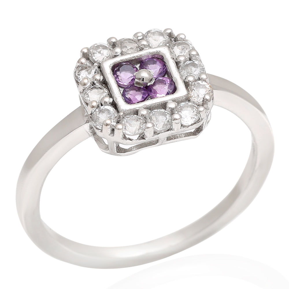 Silberring mit brasilianischem Amethyst und weißem Topas 3 