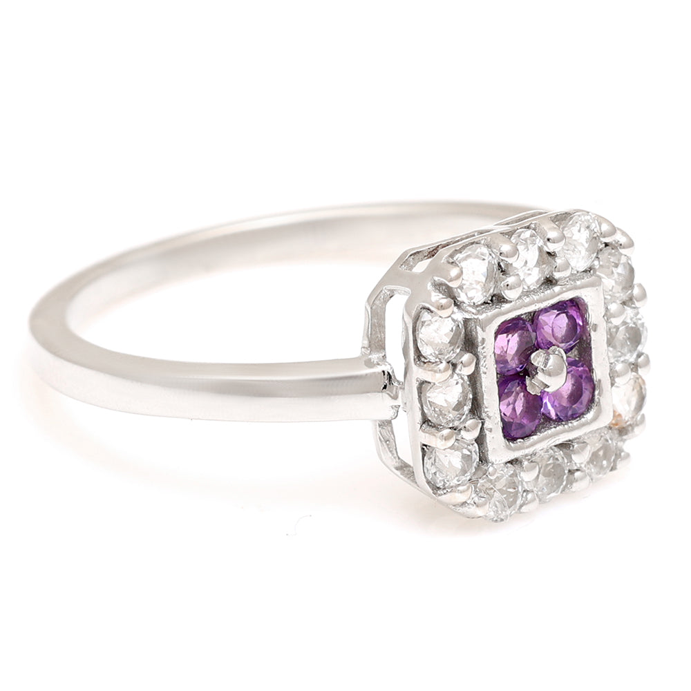 Silberring mit brasilianischem Amethyst und weißem Topas 4 