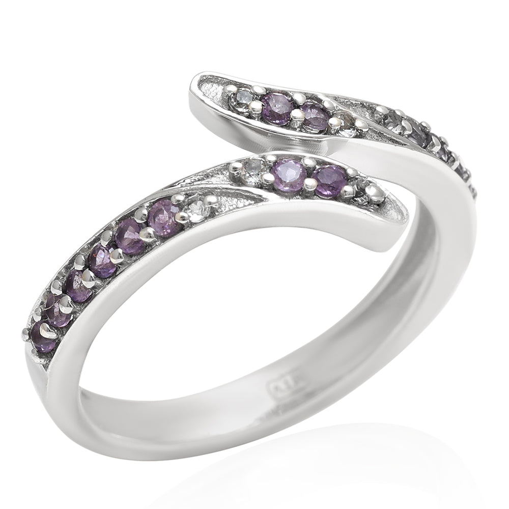 Silberring mit brasilianischem Amethyst und weißem Topas 6 