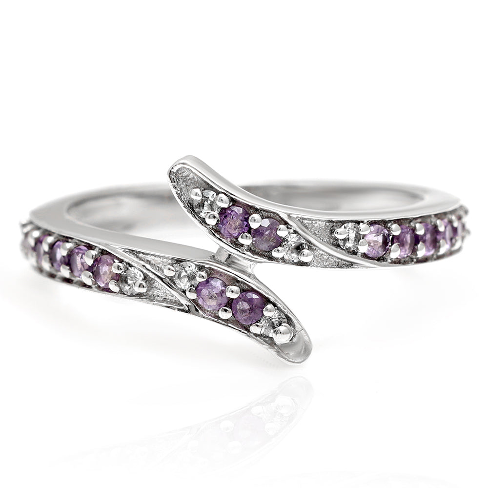 Silberring mit brasilianischem Amethyst und weißem Topas