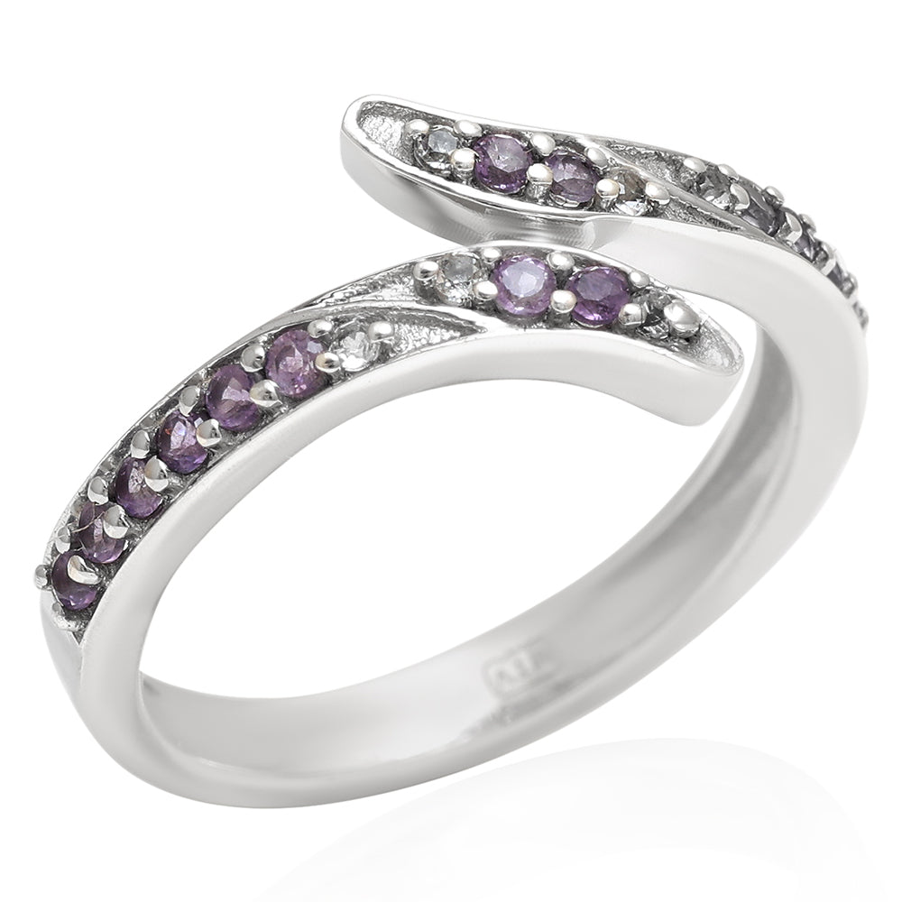 Silberring mit brasilianischem Amethyst und weißem Topas 3 