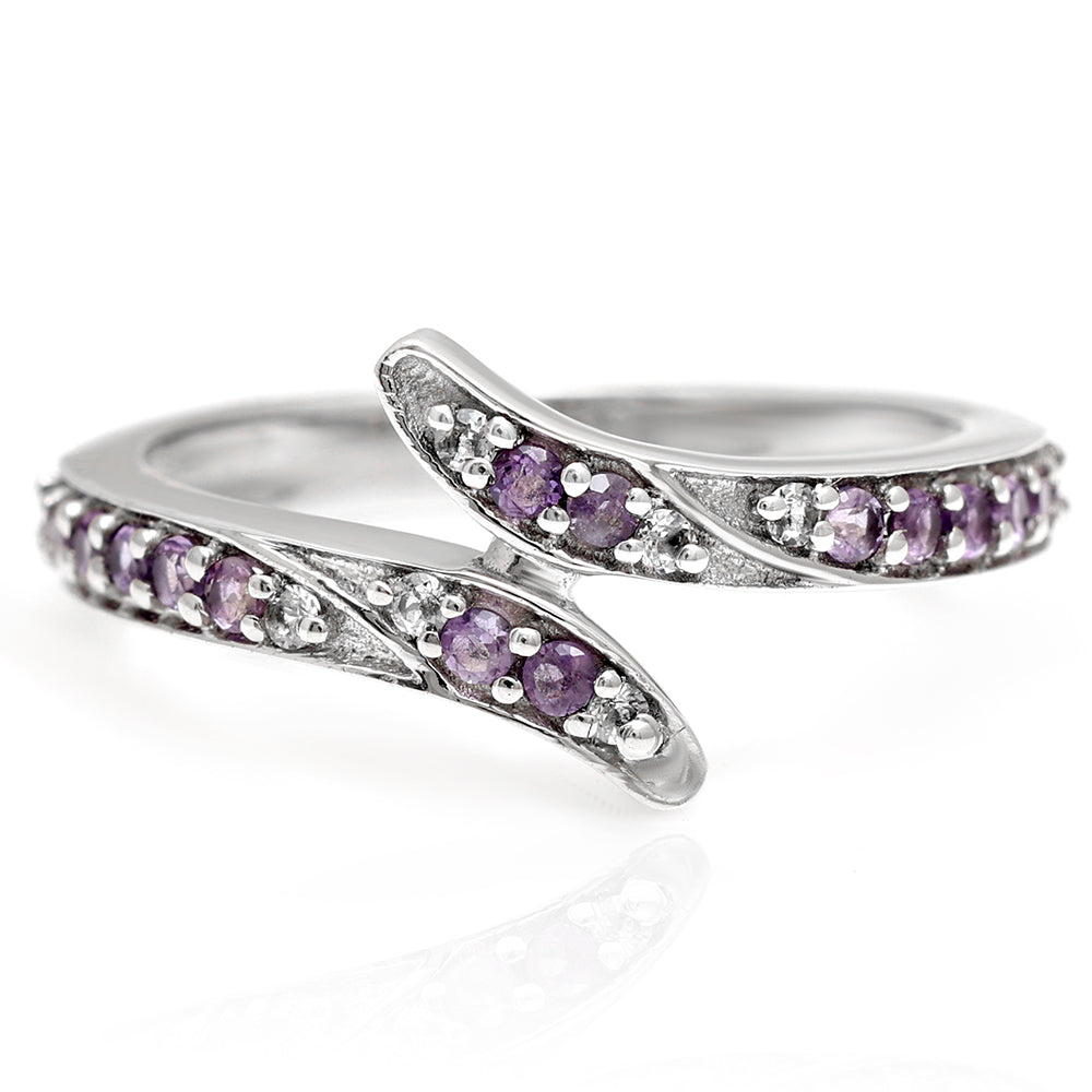 Silberring mit brasilianischem Amethyst und weißem Topas