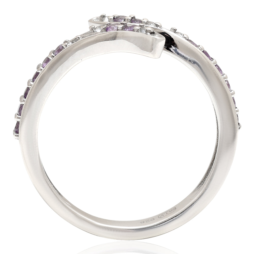 Silberring mit brasilianischem Amethyst und weißem Topas 5 