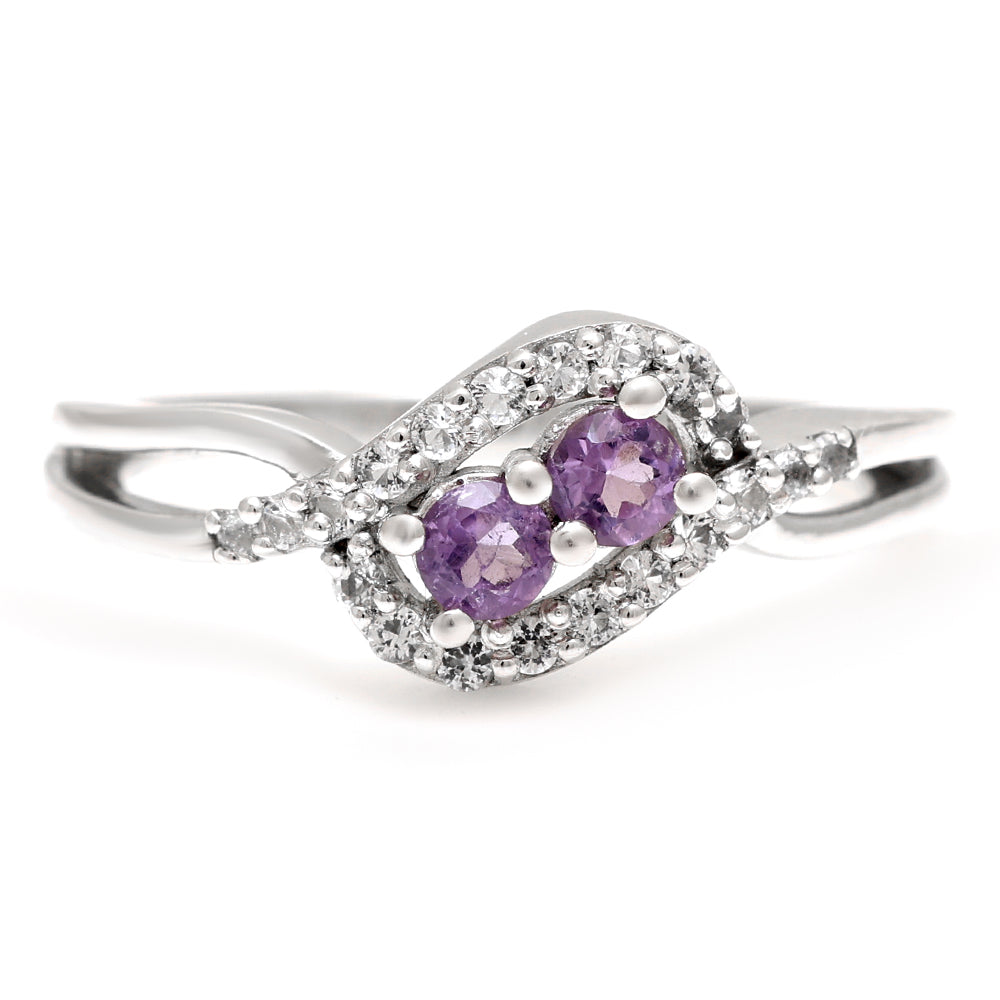 Silberring mit brasilianischem Amethyst und weißem Topas 6 