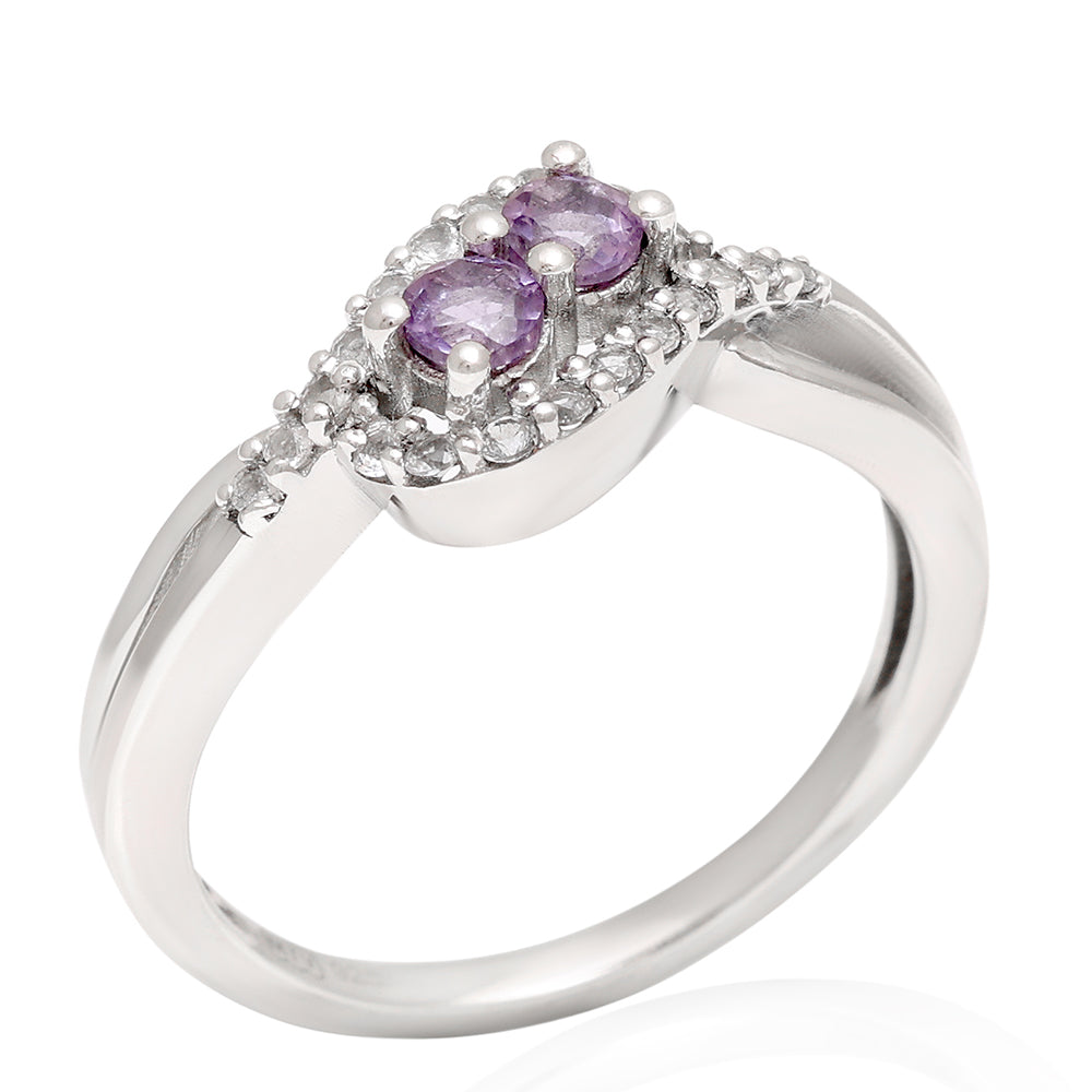 Silberring mit brasilianischem Amethyst und weißem Topas 7 