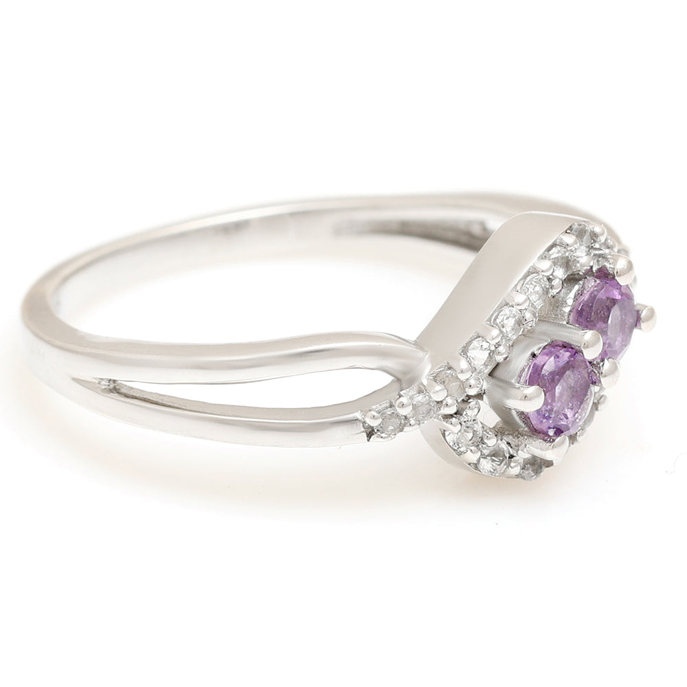 Silberring mit brasilianischem Amethyst und weißem Topas