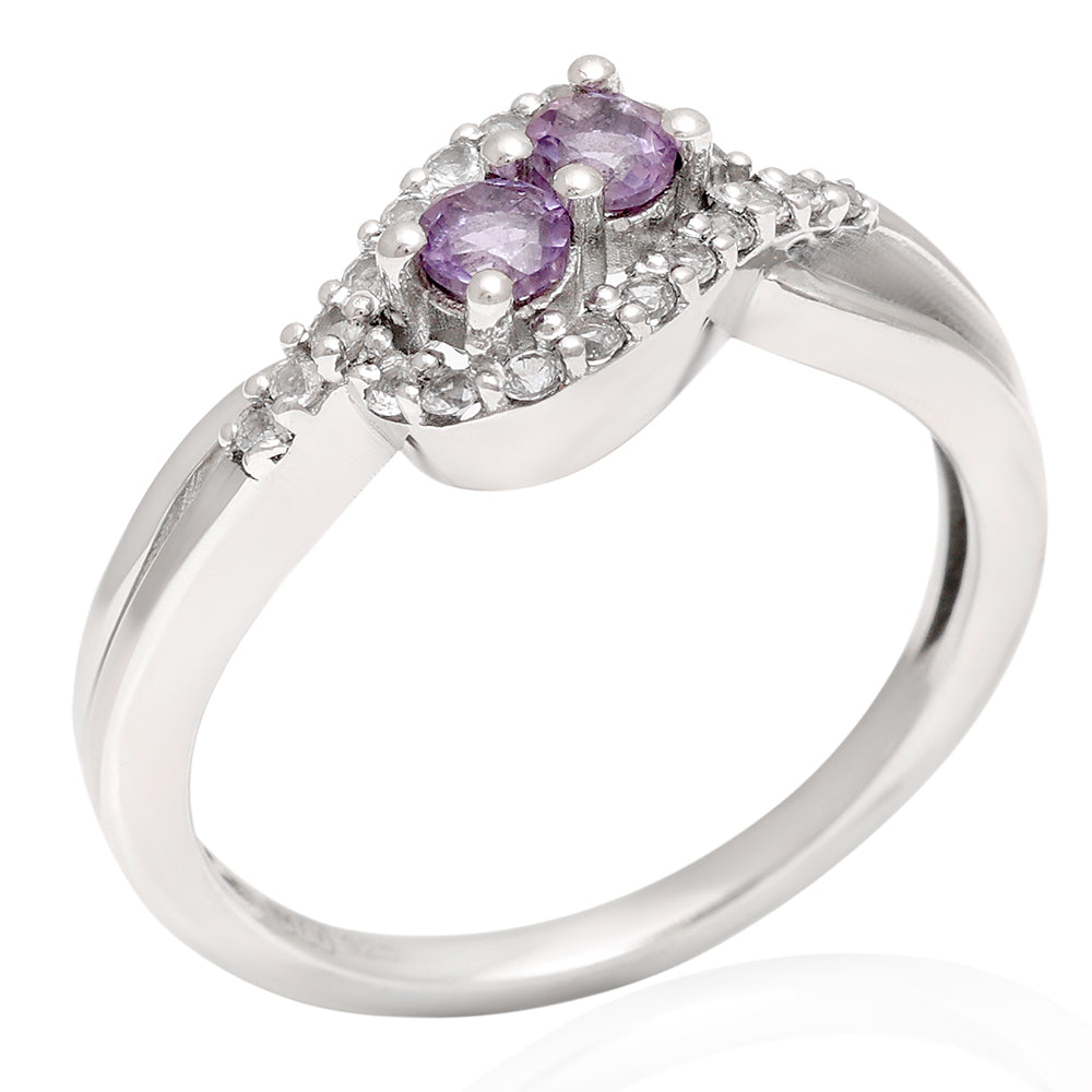 Silberring mit brasilianischem Amethyst und weißem Topas 4 