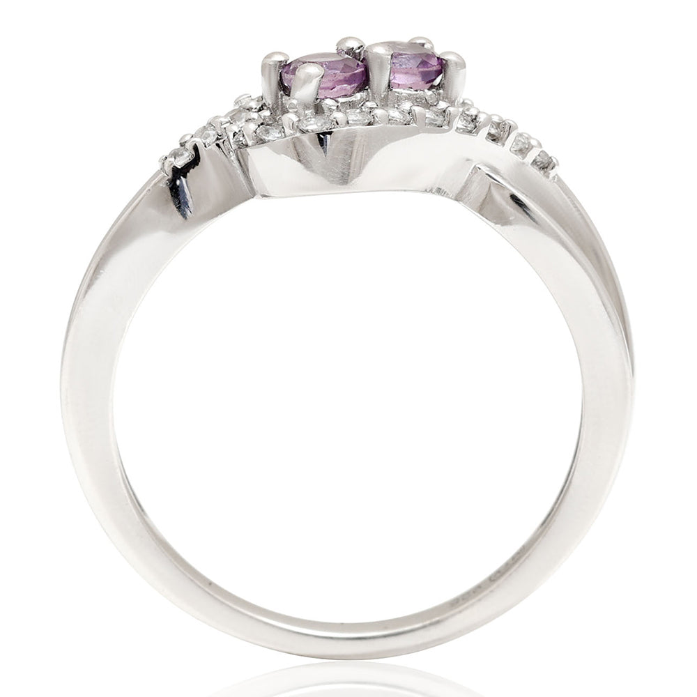 Silberring mit brasilianischem Amethyst und weißem Topas